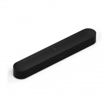 SONOS Beam (Gen 2) in black on the diagonal - top right angled to bottom left.