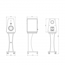 Three drawings of Rosso Fiorentino Fiesole II Loudspeakers with dimensions