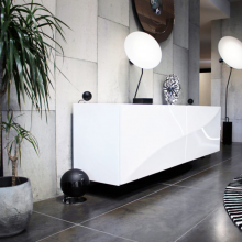 Cabasse Pearl Keshi Loudspeaker System in a modern living area