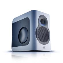 Kii Seven Speaker with blue reflected onto the white