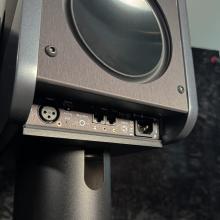 close-up of the back of the Kii Three speaker showing the connections