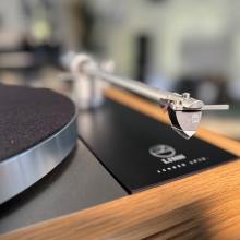 Linn Majik MM LP12 Fluted turntable in oak in the ripcaster showroom 