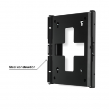 Flexson Wall Mount x4 Amp Black with the words "steel construction".