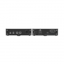 Melco N10/2 Digital Music Library in black.  Rear view with them side-by-side