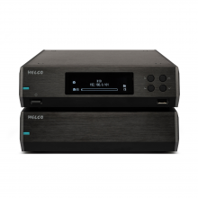 Melco N10/2 Digital Music Library in black.  One on top of the other.