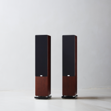 Audiovector QR5 pair in dark walnut with grilles on