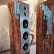 A pair of Audiovector R10 Arreté Loudspeakers.  Photo taken at the Munich HiFi Show in 2025
