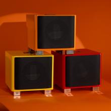 Three REL T/9x Special Edition Subwoofers - one in each colour