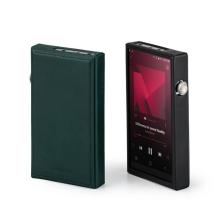 A pair of Astell & Kern SE300 cases.  One facing towards us with a player in the case