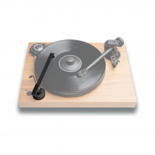 Project Sweep-IT S2 Premium real-time vinyl brush shown in action on a record player.