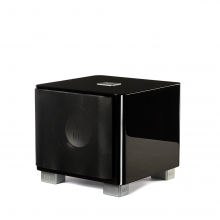 REL T/7x Sub-woofer in black, front, side and top view