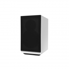 Moon Voice 22 Loudspeaker in white, front view with grille on