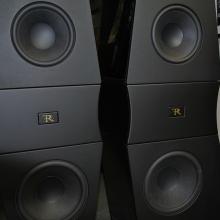 A pair of Rosso Fiorentino Volterra speakers in black