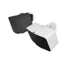 Flexson Wall Mount Play5 in black with a black Sonos Play:5 and in white with a white Sonos Play;5